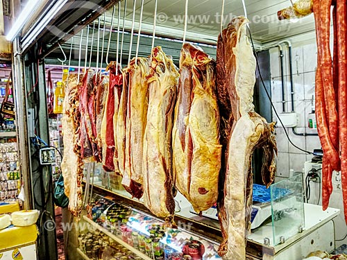  Detalhe de carne bovina à venda no Centro Luiz Gonzaga de Tradições Nordestinas  - Rio de Janeiro - Rio de Janeiro (RJ) - Brasil