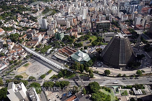  Foto aérea dos Arcos da Lapa, Circo Voador, Fundição Progresso e a Catedral de São Sebastião do Rio de Janeiro  - Rio de Janeiro - Rio de Janeiro (RJ) - Brasil