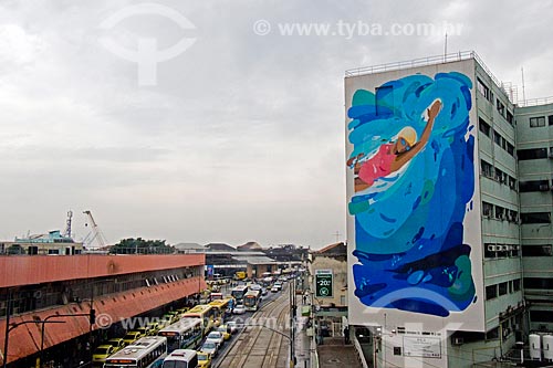  Mural Natação no Instituto Nacional de Câncer José Alencar Gomes da Silva (INCA) - Hospital do Câncer II (HC II) - parte do Projeto Esporte Arte  - Rio de Janeiro - Rio de Janeiro (RJ) - Brasil