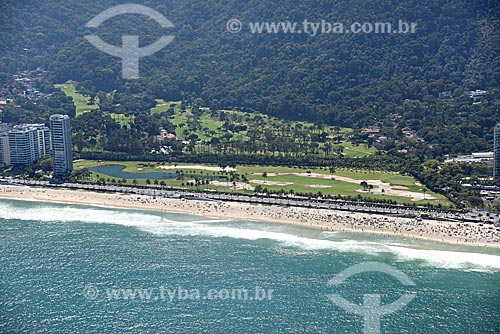  Foto aérea da Praia de São Conrado com o Gávea Golf and Country Club ao fundo  - Rio de Janeiro - Rio de Janeiro (RJ) - Brasil