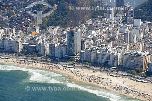  Foto aérea da orla da Praia de Copacabana com o Museu da Imagem e do Som do Rio de Janeiro (MIS)  - Rio de Janeiro - Rio de Janeiro (RJ) - Brasil