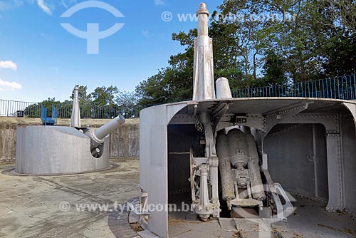  Detalhe de canhões no Forte Duque de Caxias - também conhecido como Forte do Leme  - Rio de Janeiro - Rio de Janeiro (RJ) - Brasil