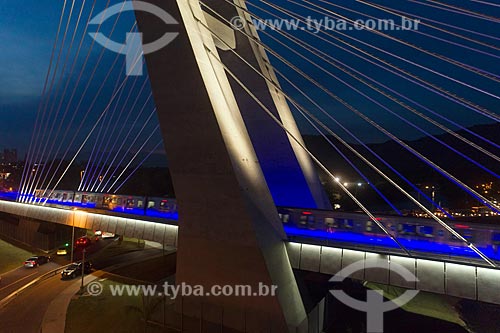  Foto feita por drone da Ponte estaiada na linha 4 do Metrô Rio  - Rio de Janeiro - Rio de Janeiro (RJ) - Brasil