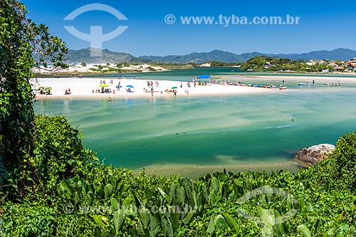  Vista de banhistas na Praia da Guarda do Embaú - Parque Estadual da Serra do Tabuleiro  - Palhoça - Santa Catarina (SC) - Brasil