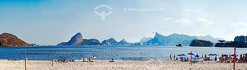  Vista da orla da Praia de Icaraí com o Pão de Açúcar, Pedra da Gávea, Cristo Redentor e Museu de Arte Contemporânea de Niterói - parte do Caminho Niemeyer  - Niterói - Rio de Janeiro (RJ) - Brasil