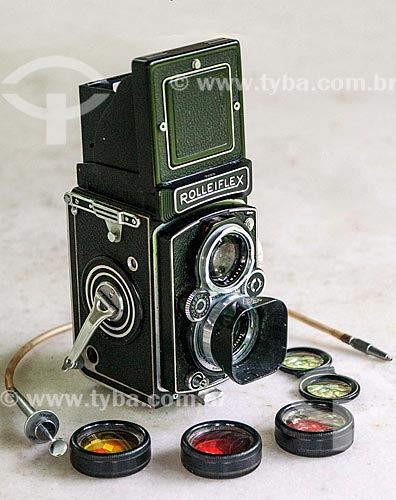  Detalhe de câmera fotográfica Rolleiflex 3,5 