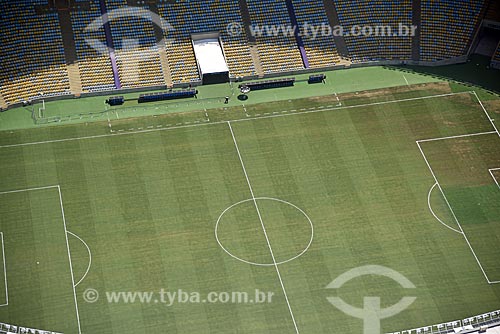  Foto aérea do campo de futebol do Estádio Jornalista Mário Filho (1950) - mais conhecido como Maracanã  - Rio de Janeiro - Rio de Janeiro (RJ) - Brasil