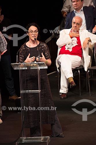  Marcia Tiburi durante o encontro de intelectuais e artistas com Luiz Inácio Lula da Silva no Teatro Oi Casa Grande - Campanha Eleição sem Lula é fraude  - Rio de Janeiro - Rio de Janeiro (RJ) - Brasil