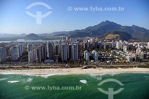  Foto aérea do Praia da Barra da Tijuca com a Lagoa da Tijuca ao fundo  - Rio de Janeiro - Rio de Janeiro (RJ) - Brasil