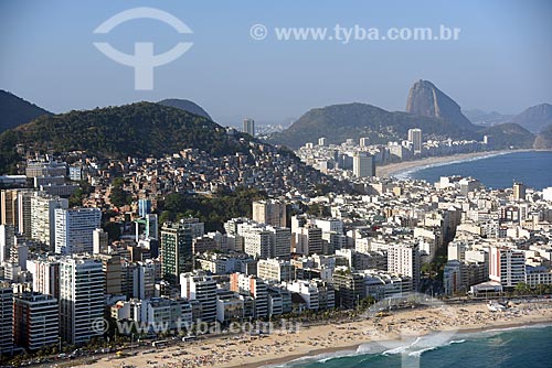  Foto aérea da Praia de Ipanema com a Praia de Copacabana e o Pão de Açúcar ao fundo  - Rio de Janeiro - Rio de Janeiro (RJ) - Brasil