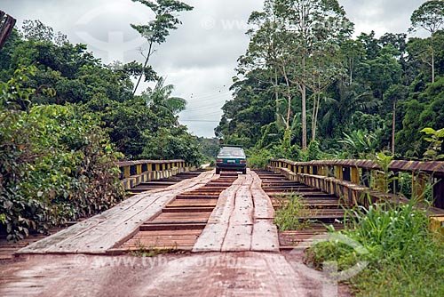  Ponte de madeira sobre o Rio Preto  - Mazagão - Amapá (AP) - Brasil
