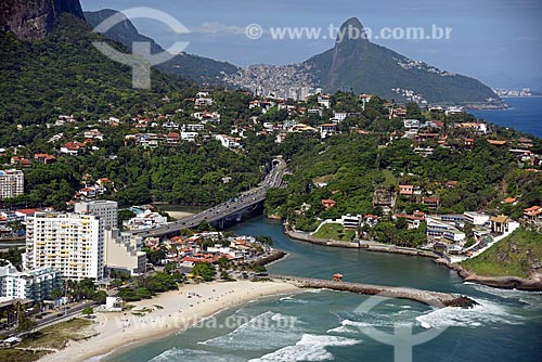  Foto aérea do Canal da Joatinga com o Morro Dois Irmãos ao fundo  - Rio de Janeiro - Rio de Janeiro (RJ) - Brasil