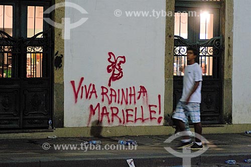  Pixação que diz: Viva Rainha Marielle - pelo assassinato da Vereadora Marielle Franco no centro  - Rio de Janeiro - Rio de Janeiro (RJ) - Brasil