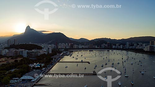  Foto feita com drone do Iate Clube do Rio de Janeiro com o Cristo Redentor ao fundo  - Rio de Janeiro - Rio de Janeiro (RJ) - Brasil