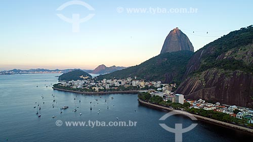  Foto feita com drone do bairro da urca com o Pão de Açúcar ao fundo  - Rio de Janeiro - Rio de Janeiro (RJ) - Brasil