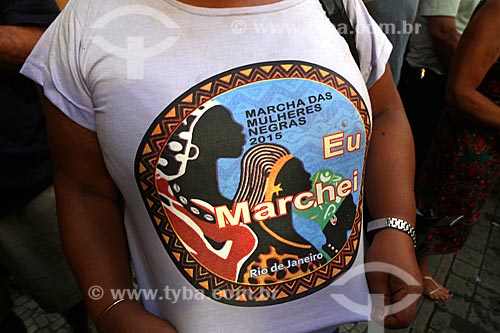  Detalhe de camisa da marcha das mulheres negras durante manifestação pelo assassinato da Vereadora Marielle Franco na Avenida Rio Branco  - Rio de Janeiro - Rio de Janeiro (RJ) - Brasil