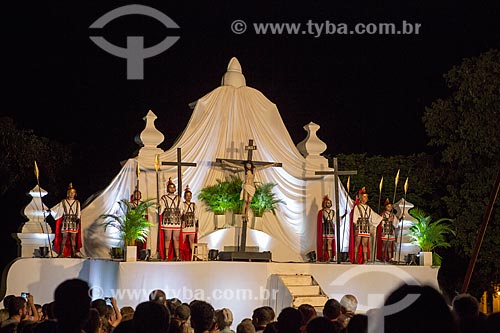  Encenação do descendimento da cruz na Praça Doutor Brasil Caiado - também conhecida como Praça do Chafariz - durante a Sexta-Feira Santa  - Goiás - Goiás (GO) - Brasil