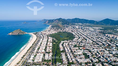  Foto feita com drone do bairro do Recreio dos Bandeirantes com o Canal das Taxas e o Parque Natural Municipal Chico Mendes  - Rio de Janeiro - Rio de Janeiro (RJ) - Brasil