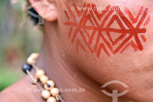  Detalhe de pintura corporal de índio da Tribo Tatuyo  - Amazonas (AM) - Brasil