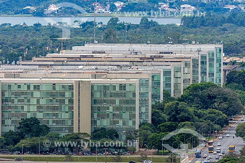  Vista do eixo monumental com a Esplanada dos Ministérios  - Brasília - Distrito Federal (DF) - Brasil