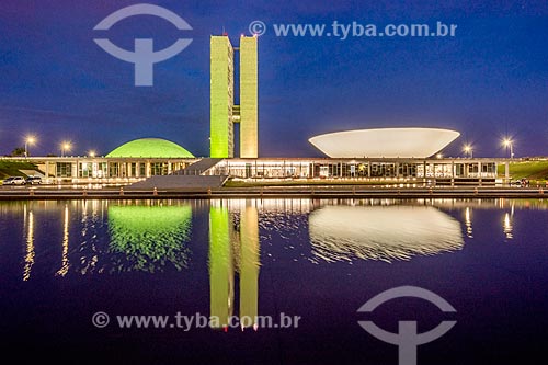  Fachada do Congresso Nacional durante a noite  - Brasília - Distrito Federal (DF) - Brasil