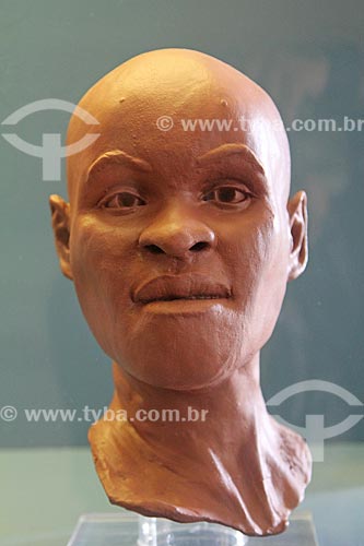  Reconstrução do fóssil mais antigo achado no Brasil de um Homo sapiens fêmea adulta que foi denominada Luzia em exibição no Museu Nacional - antigo Paço de São Cristóvão  - Rio de Janeiro - Rio de Janeiro (RJ) - Brasil