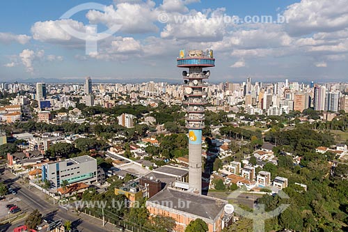  Foto feita com drone da Torre Panorâmica de Curitiba - também conhecida como Torre da Telepar ou Torre das Mercês  - Curitiba - Paraná (PR) - Brasil