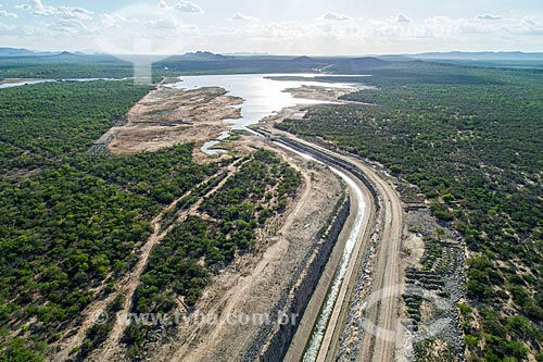  Foto feita com drone do canal do Projeto de Integração do Rio São Francisco com as bacias hidrográficas do Nordeste Setentrional - eixo leste  - Custódia - Pernambuco (PE) - Brasil