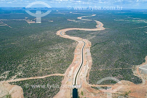  Foto feita com drone do canal do Projeto de Integração do Rio São Francisco com as bacias hidrográficas do Nordeste Setentrional - eixo norte  - Cabrobó - Pernambuco (PE) - Brasil