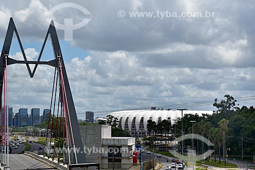  Vista do Viaduto Abdias do Nascimento - também conhecido como Ponte do Mazembe - com o Estádio José Pinheiro Borda (1969) - mais conhecido como Beira-Rio - ao fundo  - Porto Alegre - Rio Grande do Sul (RS) - Brasil