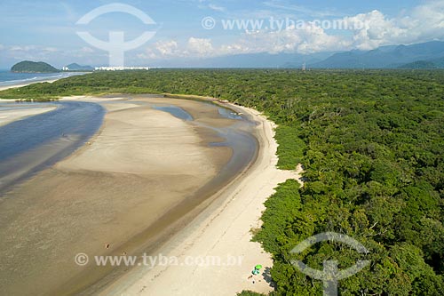  Foto feita com drone da foz do Rio Itaguaré na Praia de Itaguaré  - Bertioga - São Paulo (SP) - Brasil