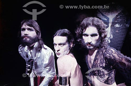  Grupo musical Secos e Molhados - da esquerda para a direita: João Ricardo, Ney Matogrosso e Gérson Conrad - anos 70 