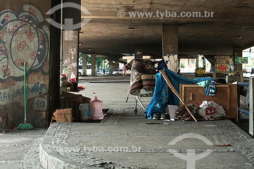  Moradores de rua abaixo do Viaduto dos Marinheiros  - Rio de Janeiro - Rio de Janeiro (RJ) - Brasil