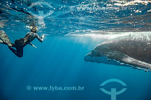  Mergulhador e Baleia Jubarte  - Distrito de Vavau - Reino de Tonga