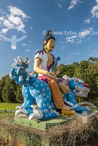  Buda Manjushri - representa a sabedoria de Buda - sentando em um dragão no Centro Budista Chen Tien  - Foz do Iguaçu - Paraná (PR) - Brasil