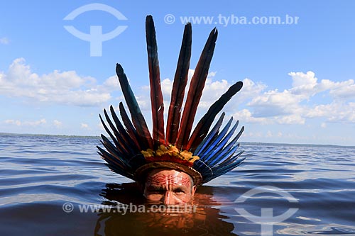  Detalhe de cacique Hermano Prado Godinho da tribo Tatuyo no Rio Negro  - Manaus - Amazonas (AM) - Brasil
