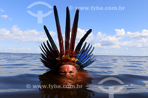  Detalhe de cacique Hermano Prado Godinho da tribo Tatuyo no Rio Negro  - Manaus - Amazonas (AM) - Brasil