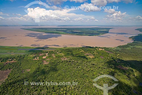  Foto aérea da Floresta Amazônica com trecho do Rio Amazonas  - Pará (PA) - Brasil