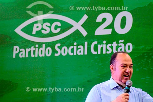 Pastor Everaldo - candidato ao senado pelo Partido Social Cristão (PSC) - durante comício no Clube Monte Sinai  - Rio de Janeiro - Rio de Janeiro (RJ) - Brasil