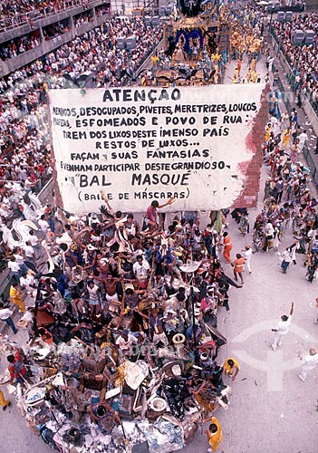  Desfile do Grêmio Recreativo Escola de Samba Beija-Flor - Carro alegórico - Enredo 1989 - Ratos e Urubus, Larguem a Minha Fantasia  - Rio de Janeiro - Rio de Janeiro (RJ) - Brasil
