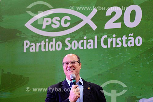  Wilson Witzel - candidato à governador pelo Partido Social Cristão (PSC) - durante comício no Clube Monte Sinai  - Rio de Janeiro - Rio de Janeiro (RJ) - Brasil