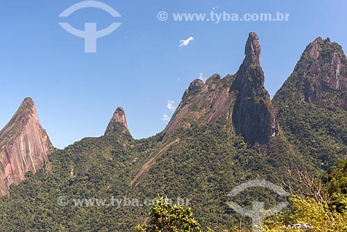 Vista do dos picos do Escalavrado, Dedo de Nossa Senhora, Dedo de Deus e Cabeça de Peixe a partir do Mirante do Soberbo no Parque Nacional da Serra dos Órgãos  - Teresópolis - Rio de Janeiro (RJ) - Brasil