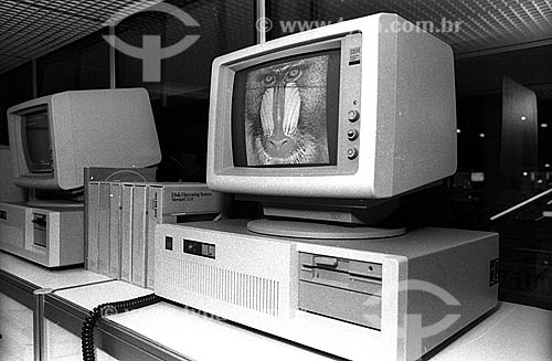  Detalhe do IBM Personal Computer/AT - década de 80  - Rio de Janeiro - Rio de Janeiro (RJ) - Brasil