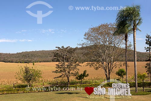  Vista de plantação de milho a partir da sede das Grutas de São Miguel  - Bonito - Mato Grosso do Sul (MS) - Brasil