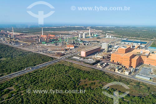  Foto feita com drone da Companhia Siderúrgica do Pecém - parte do Complexo Industrial e Portuário do Pecém  - São Gonçalo do Amarante - Ceará (CE) - Brasil