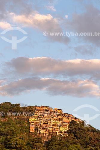  Vista geral do Morro dos Prazeres durante o pôr do sol  - Rio de Janeiro - Rio de Janeiro (RJ) - Brasil