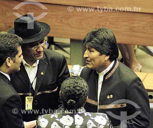  Presidente da Bolívia Evo Morales - à direita - no plenário da Câmara dos Deputados durante a cerimônia de posse presidencial de Jair Bolsonaro  - Brasília - Distrito Federal (DF) - Brasil