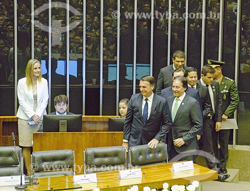  Presidente Jair Bolsonaro no plenário da Câmara dos Deputados durante a cerimônia de posse presidencial  - Brasília - Distrito Federal (DF) - Brasil