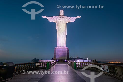  Detalhe da estátua do Cristo Redentor durante o amanhecer  - Rio de Janeiro - Rio de Janeiro (RJ) - Brasil