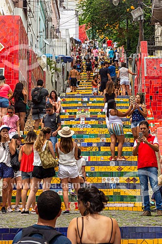  Público na Escadaria do Selarón  - Rio de Janeiro - Rio de Janeiro (RJ) - Brasil